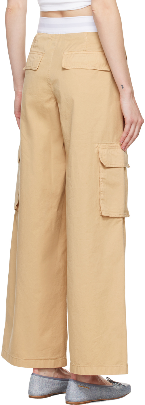 Alexander Wang Rave Logo Waist Cotton Cargo Pants In 279 Feather