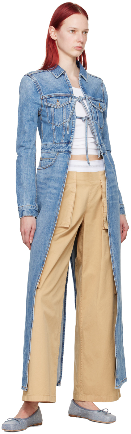 Alexander Wang Rave Logo Waist Cotton Cargo Pants In 279 Feather