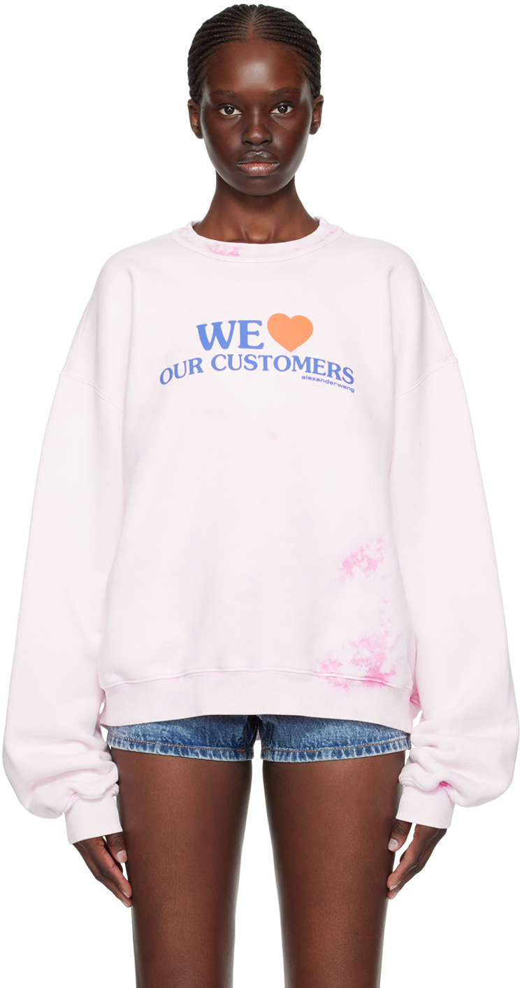 Shop Alexander Wang Pink 'we Love Our Customers' Sweatshirt In 683a Lt Pink Bleach