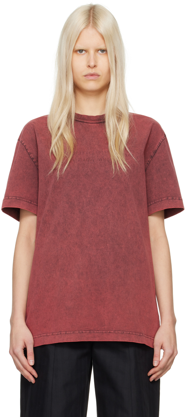 Shop Alexander Wang Red Embossed T-shirt In 644a Acid Apple
