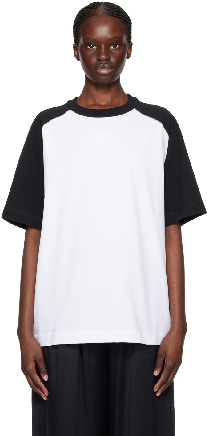 Shop Alexander Wang White & Black Raglan T-shirt In 971 White/black