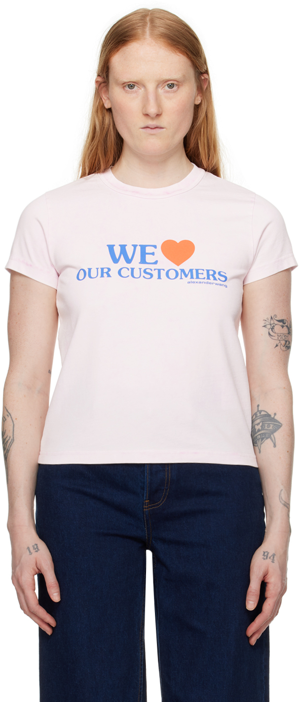Shop Alexander Wang Pink 'we Love Our Customers' T-shirt In 683a Lt Pink Bleach