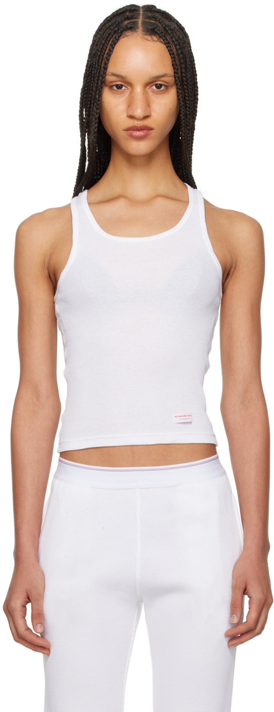 Alexander Wang Logo Tank Bra Top in Ivory