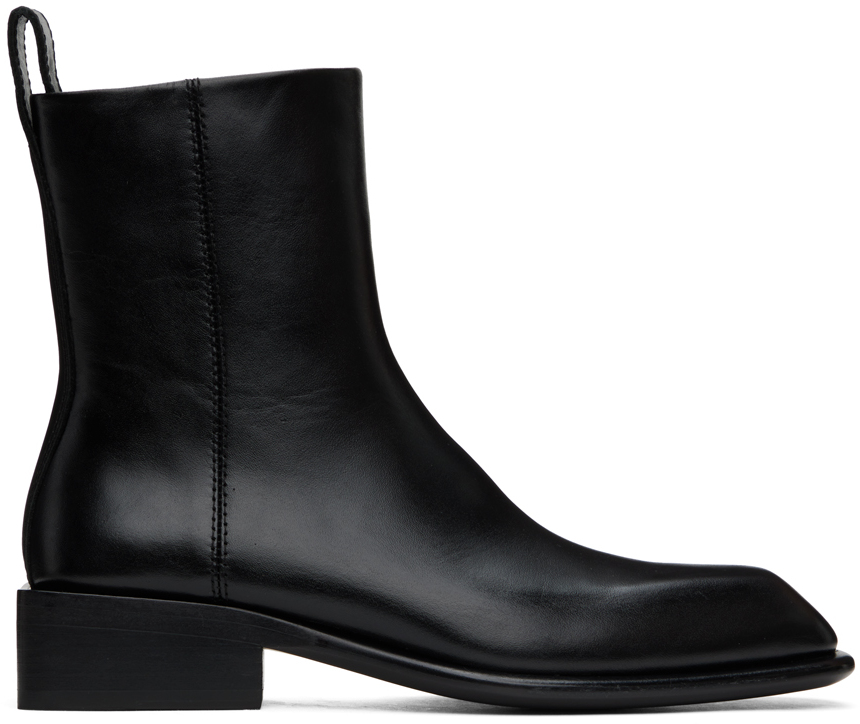 Alexander Wang Black Throttle Leather Ankle Boots In 001 Black
