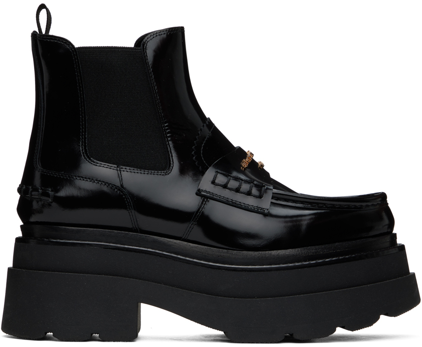 Black Carter Platform Loafer Leather Boots