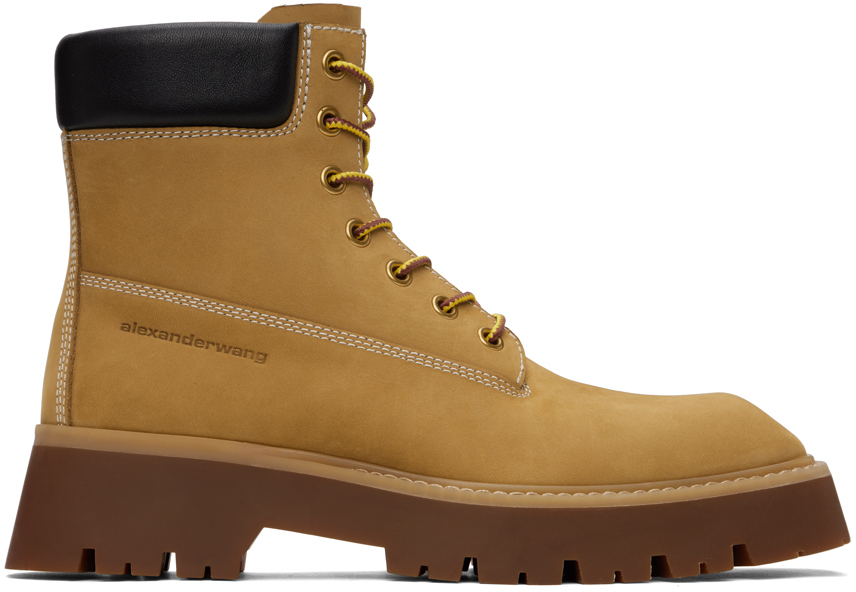 Shop Alexander Wang Tan Throttle Lace-up Ankle Boots In 706 Wheat