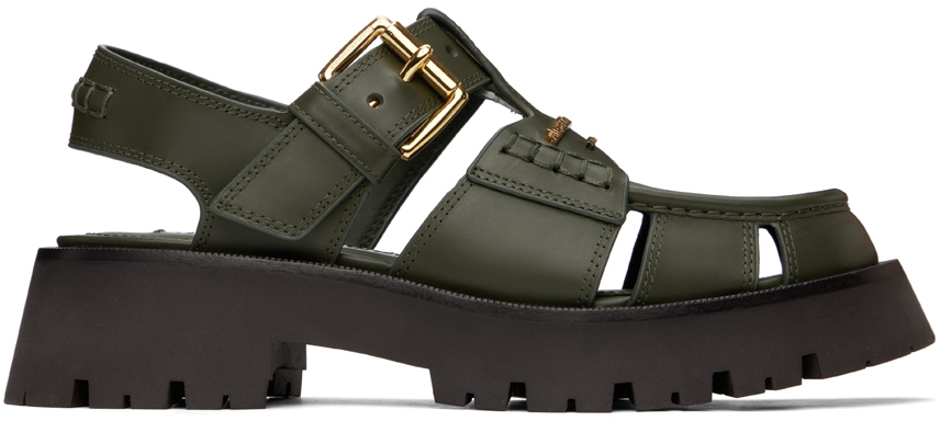 Shop Alexander Wang Khaki Carter Cage Sandals In 305 Army Green