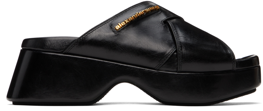 Shop Alexander Wang Black Float Criss-cross Platform Sandals In 001 Black