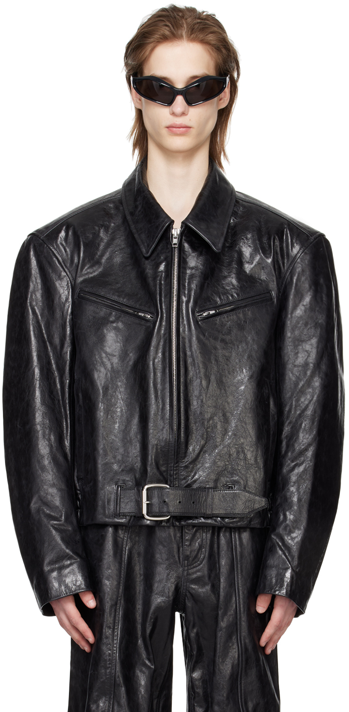 Black Belted Leather Jacket