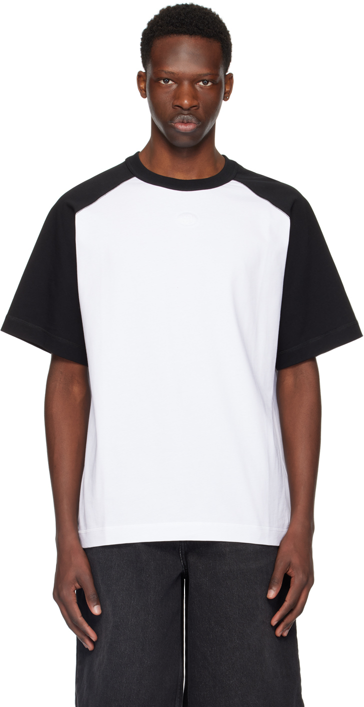 Shop Alexander Wang Black & White Embossed T-shirt In White/black