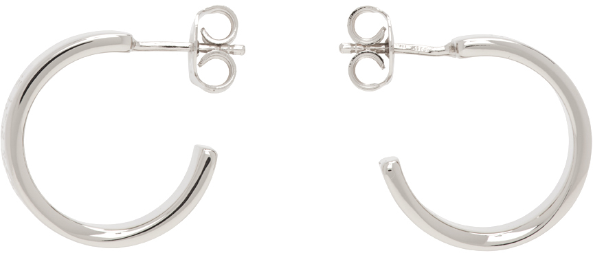 Mm6 Maison Margiela Silver Numeric Minimal Signature Hoop Earrings In 951 Polished Palladi