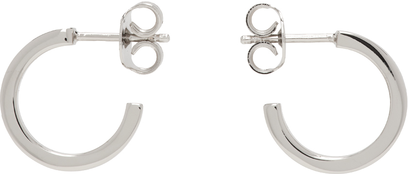 Mm6 Maison Margiela Silver Numeric Minimal Signature Hoop Earrings In 951 Polished Pallad