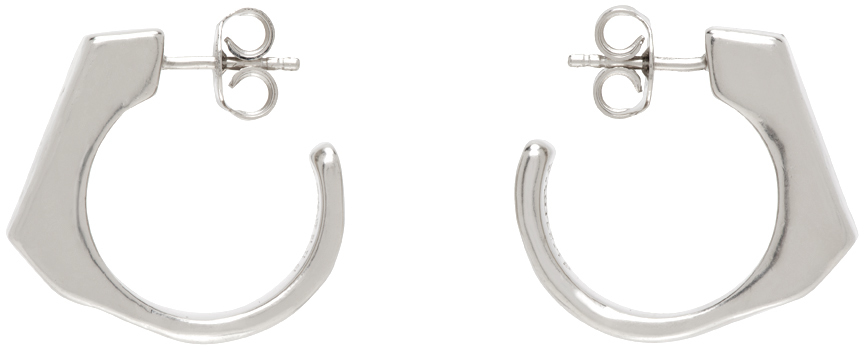 Silver Metal Chiseled Earrings