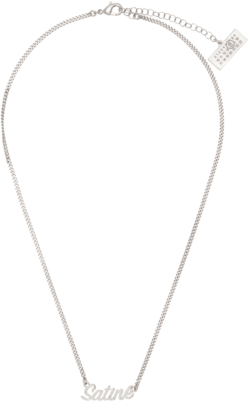 Silver Brass Minimal Logo Necklace