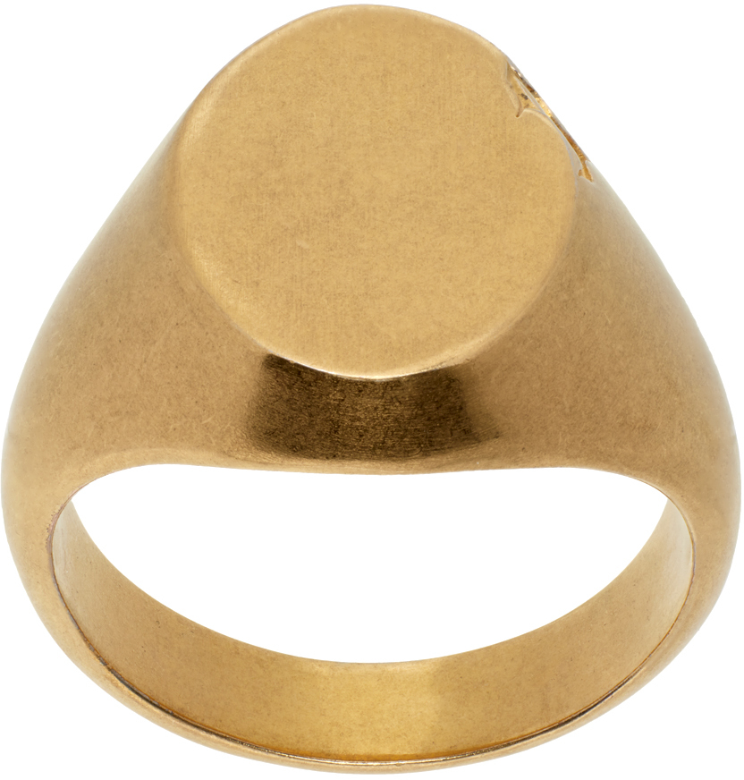 Mm6 Maison Margiela Gold Signet Ring In 955 Yellow Gold Bura