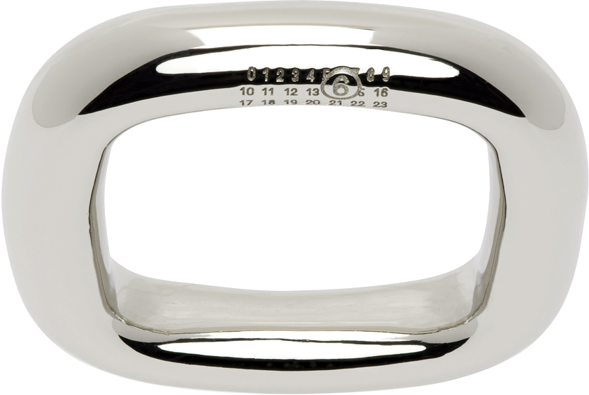 Mm6 Maison Margiela Silver Tubing Ring In 951 Polished Palladi