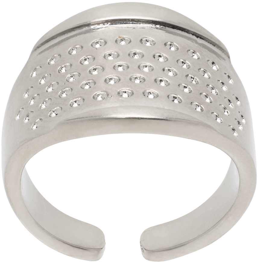 Shop Mm6 Maison Margiela Silver Metal Thimble Ring In 951 Palladio