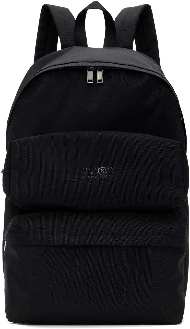 Shop Mm6 Maison Margiela Black Three-pocket Cordura Backpack In T8013 Black