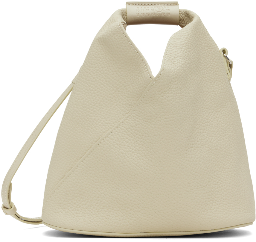 Shop Mm6 Maison Margiela Beige Triangle Classic Crossbody Bag In T1013 Light Ecru