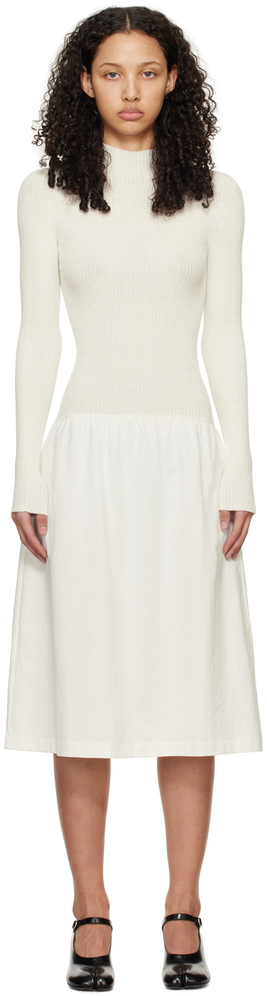 White Paneled Midi Dress