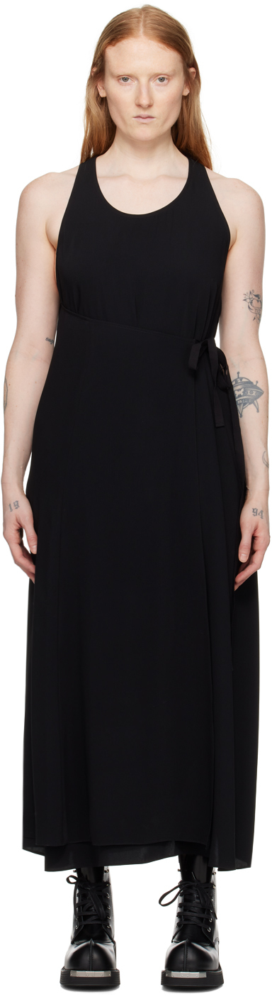 Shop Mm6 Maison Margiela Black Wrap Maxi Dress In 900 Black