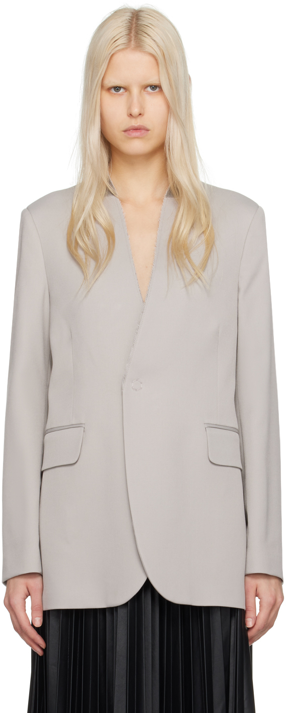 Mm6 Maison Margiela Taupe Y-neck Blazer In 858 Taupe
