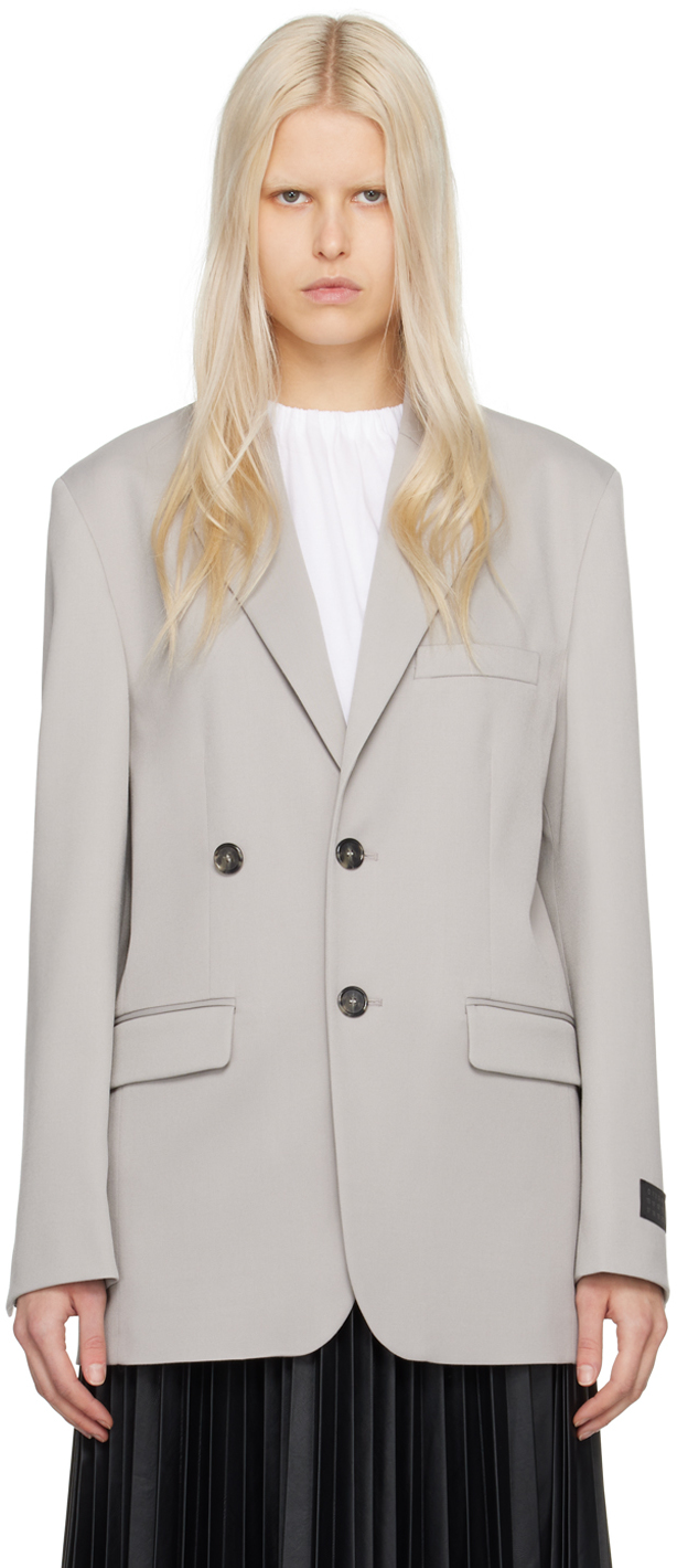 Taupe Double-breasted Blazer