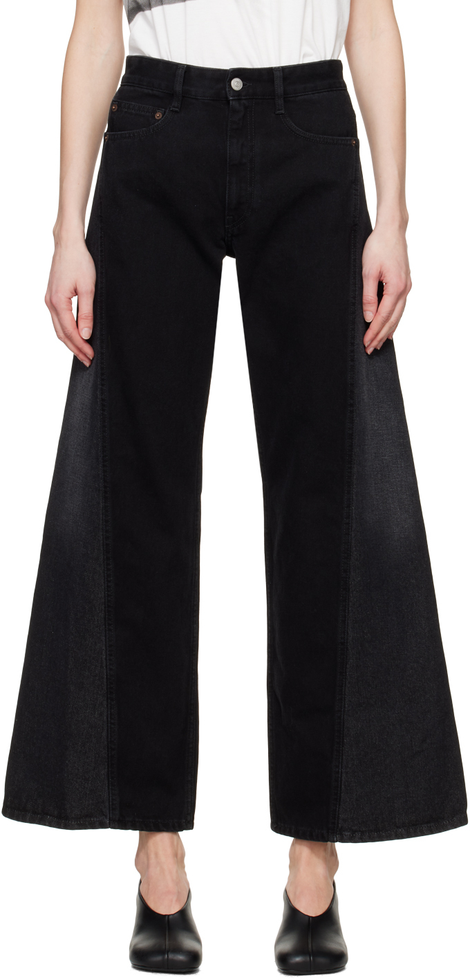 Black Half & Half Jeans by MM6 Maison Margiela on Sale