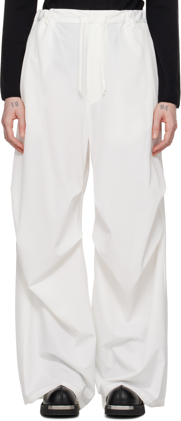 Shop Mm6 Maison Margiela Off-white Drawstring Trousers In 102 Off White