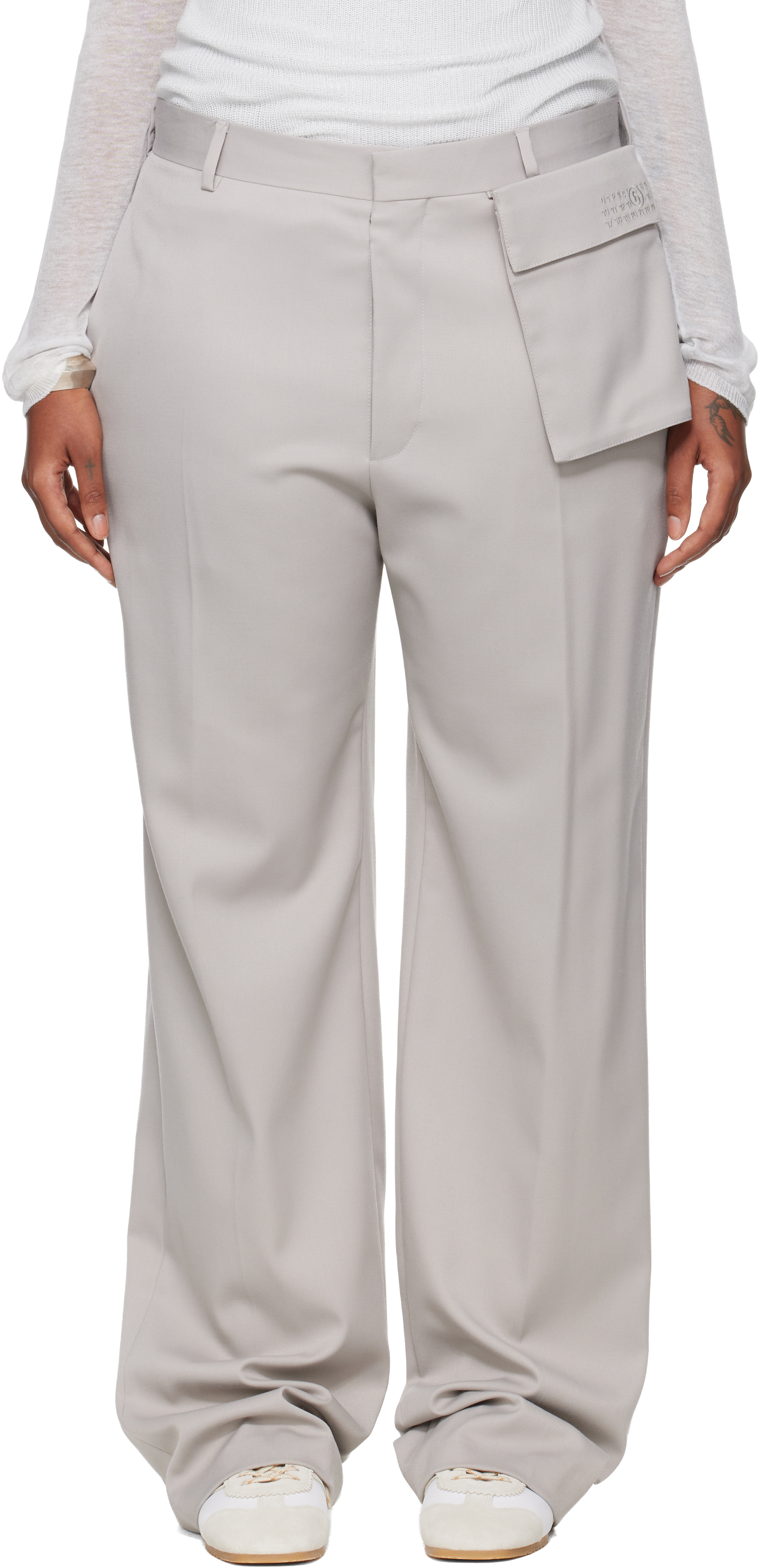 Mm6 Maison Margiela Taupe Tailoring Wool Trousers In Neutral