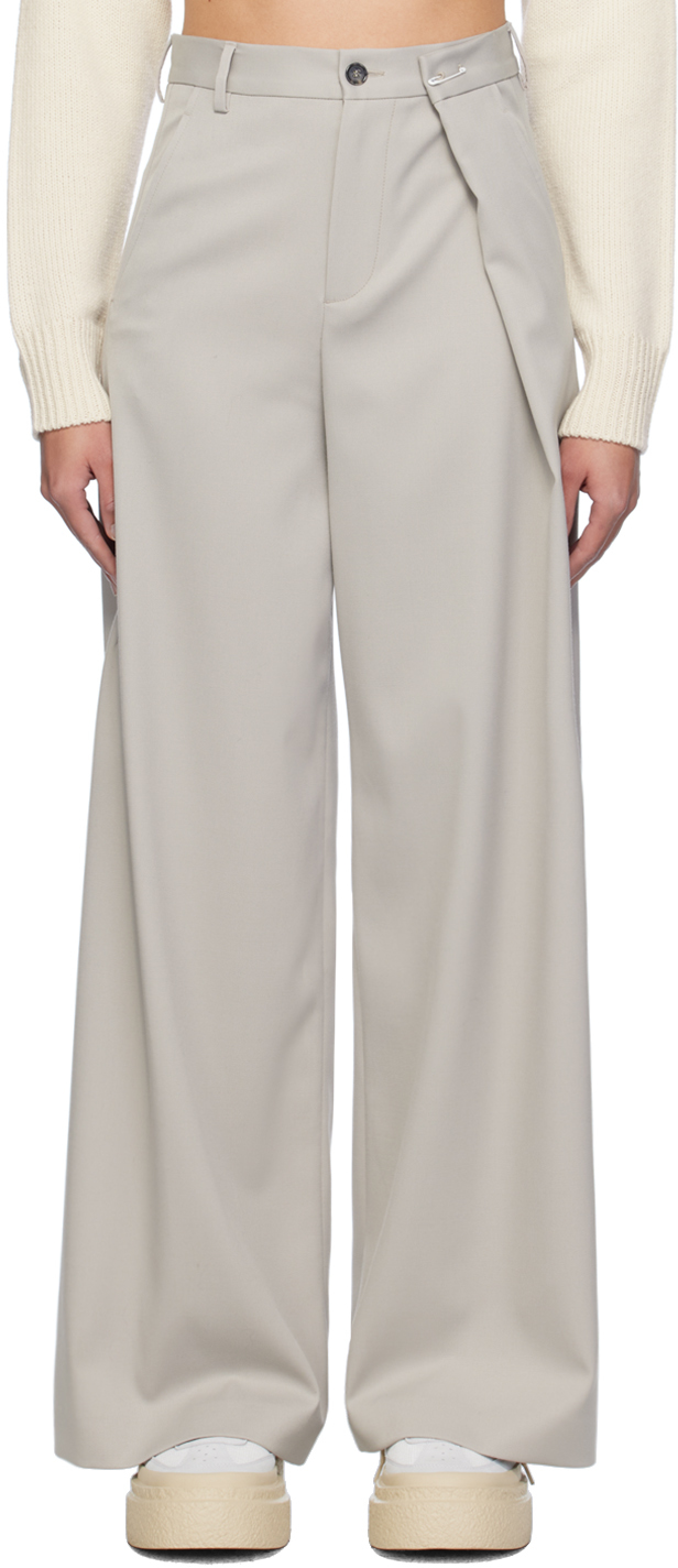 Shop Mm6 Maison Margiela Taupe Safety-pin Trousers In 858 Taupe