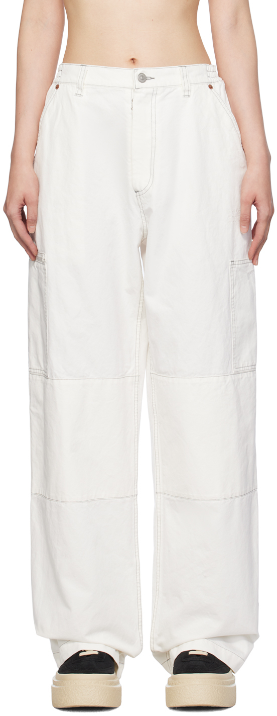 White Numeric Signature Trousers