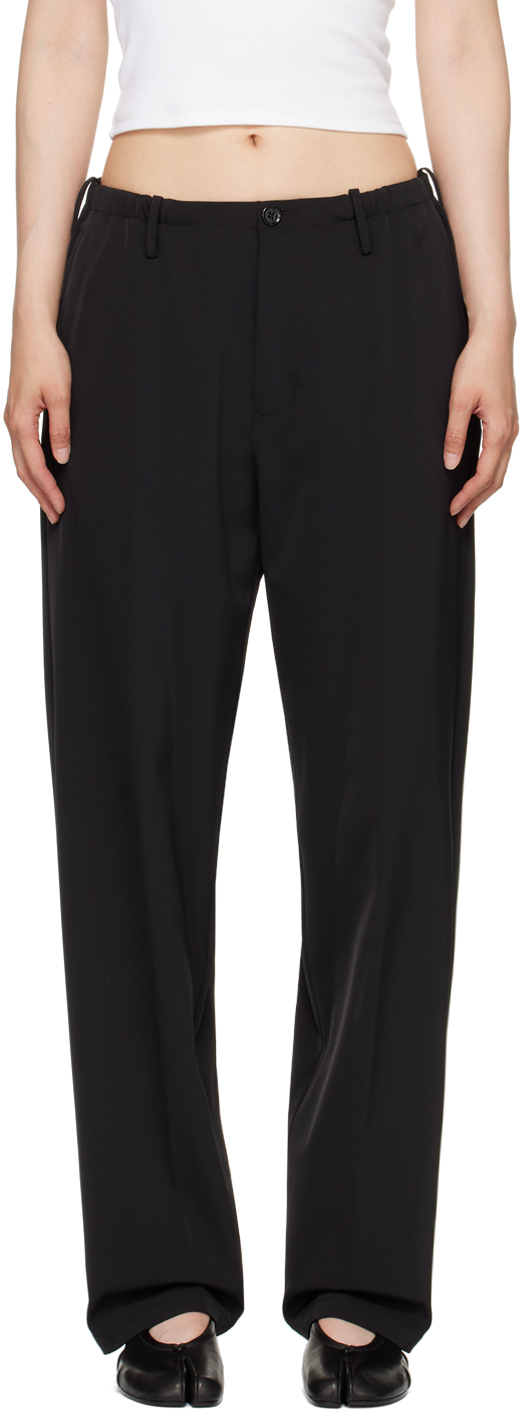 Mm6 Maison Margiela Drawstring-waistband Drop-crotch Trousers In 900 Black
