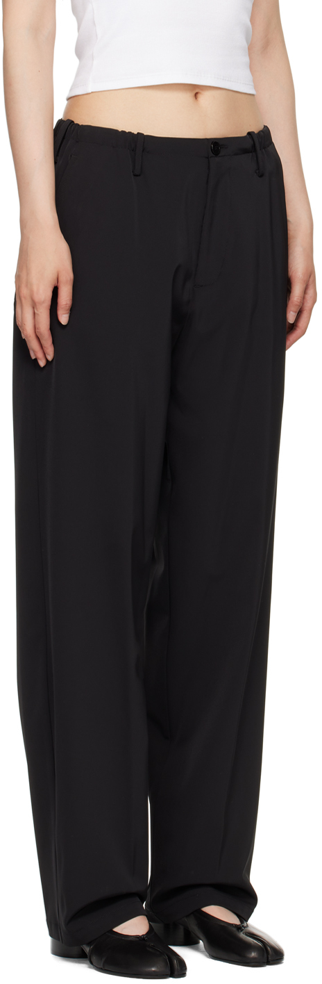 Shop Mm6 Maison Margiela Black Drawstring Trousers In 900 Black