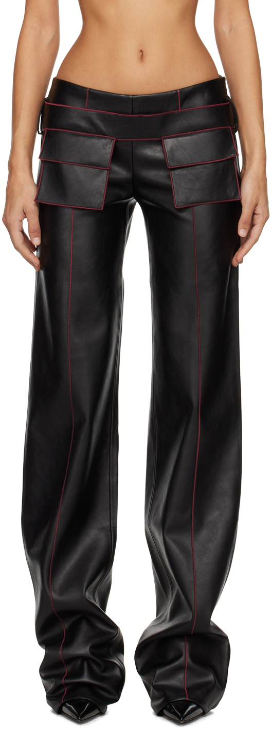 Black Etica Faux-Leather Trousers