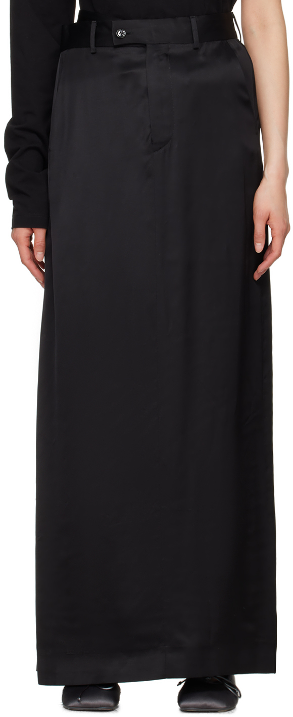 Shop Mm6 Maison Margiela Black Wrap Maxi Skirt In 900 Black