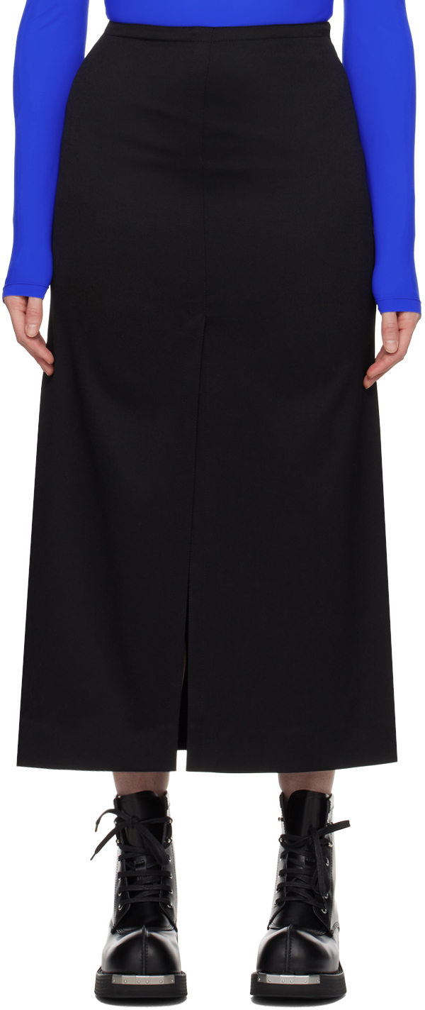 Shop Mm6 Maison Margiela Black Vented Maxi Skirt In 900 Black