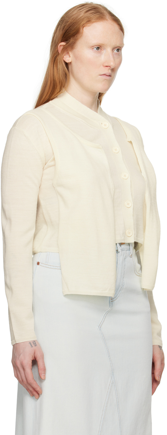 Shop Mm6 Maison Margiela Off White Layered Cardigan In 101 Off White