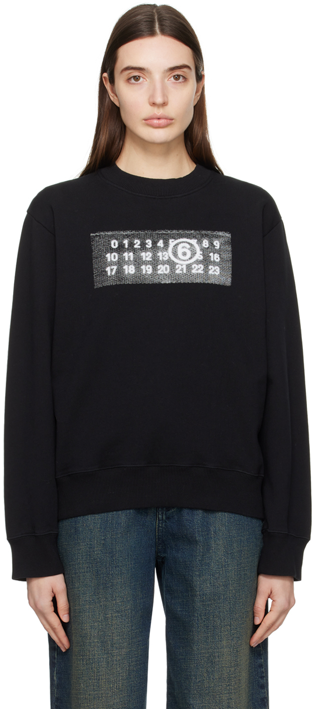 Shop Mm6 Maison Margiela Black Print Sweatshirt In 900 Black