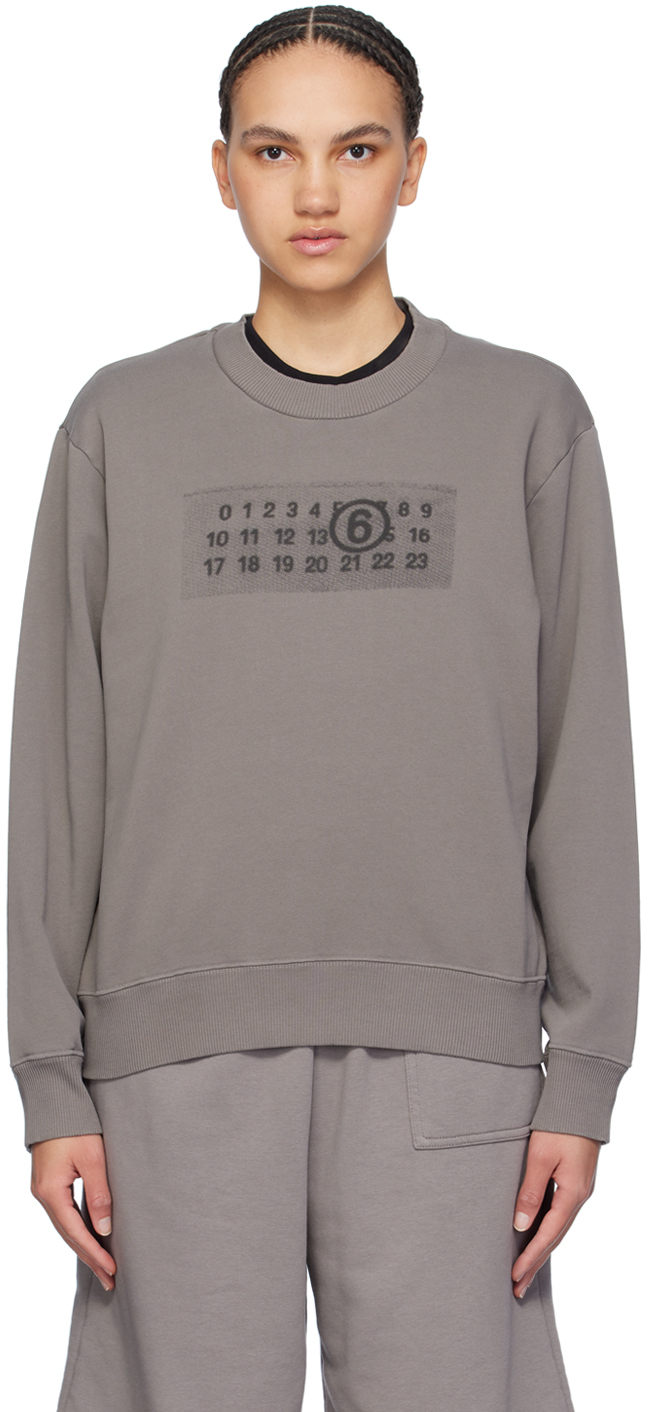 Shop Mm6 Maison Margiela Taupe Printed Sweatshirt In 803 Taupe