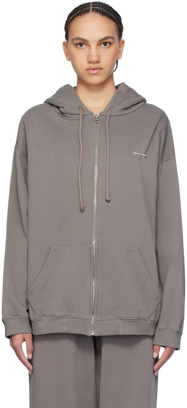 Mm6 Maison Margiela Taupe Safety Pin Hoodie In 803 Taupe