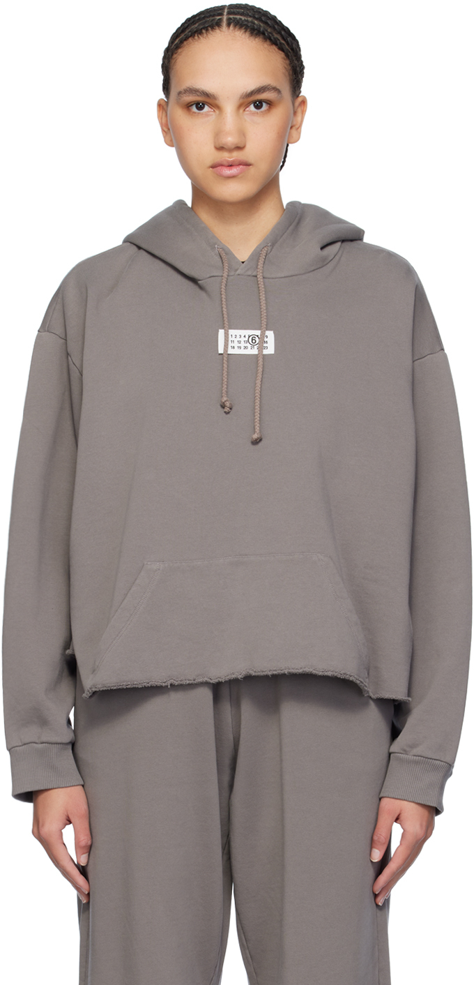 Shop Mm6 Maison Margiela Taupe Raw Edge Hoodie In 803 Taupe