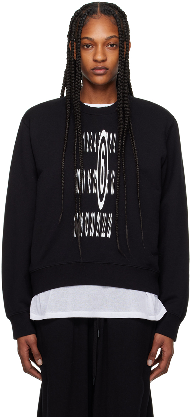 Shop Mm6 Maison Margiela Black Unbrushed Sweatshirt In 900 Black