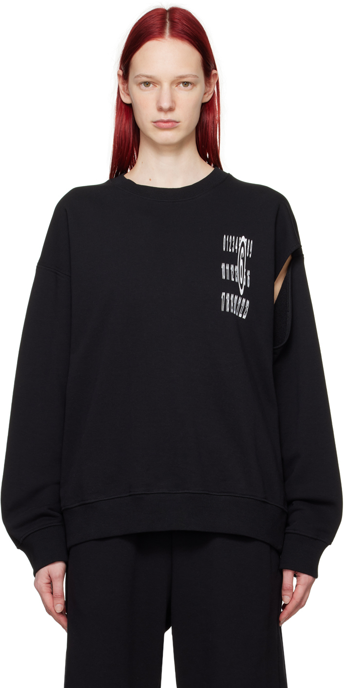 Mm6 Maison Margiela Black Cutout Sweatshirt In 900 Black