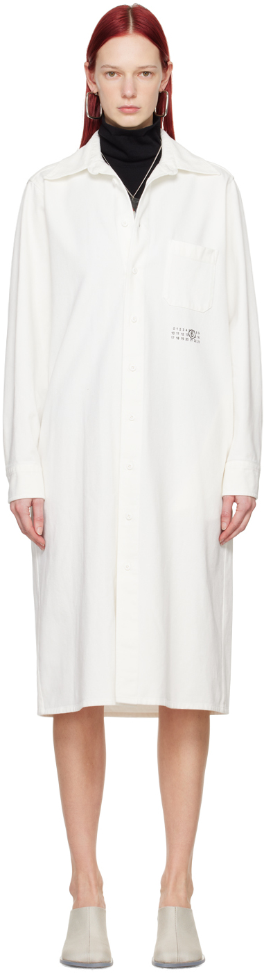 White Print Denim Maxi Dress