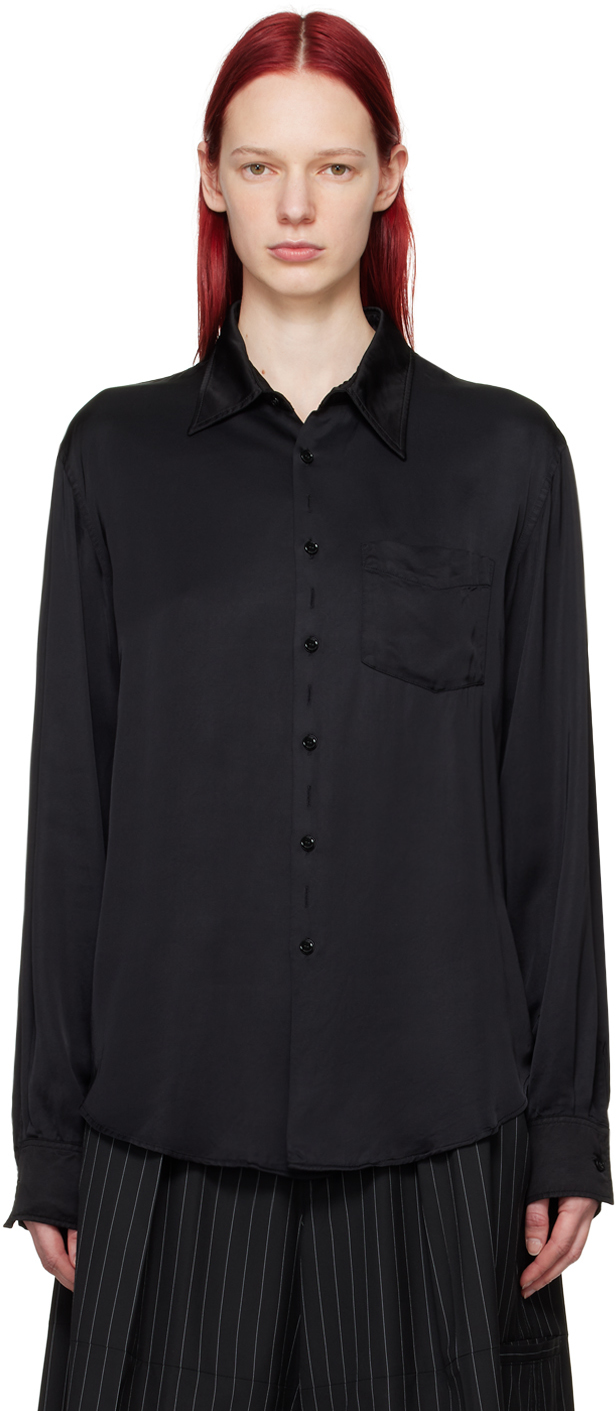 Mm6 Maison Margiela Black Cutout Shirt In 900 Black