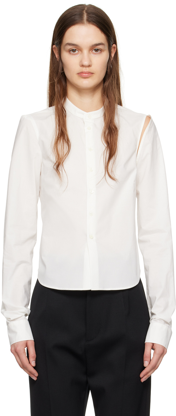 Shop Mm6 Maison Margiela White Cut-out Shirt In 101 Off White