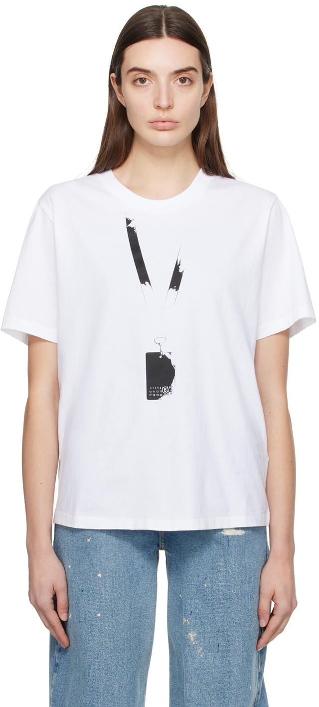 White Backstage Pass T-Shirt by MM6 Maison Margiela on Sale