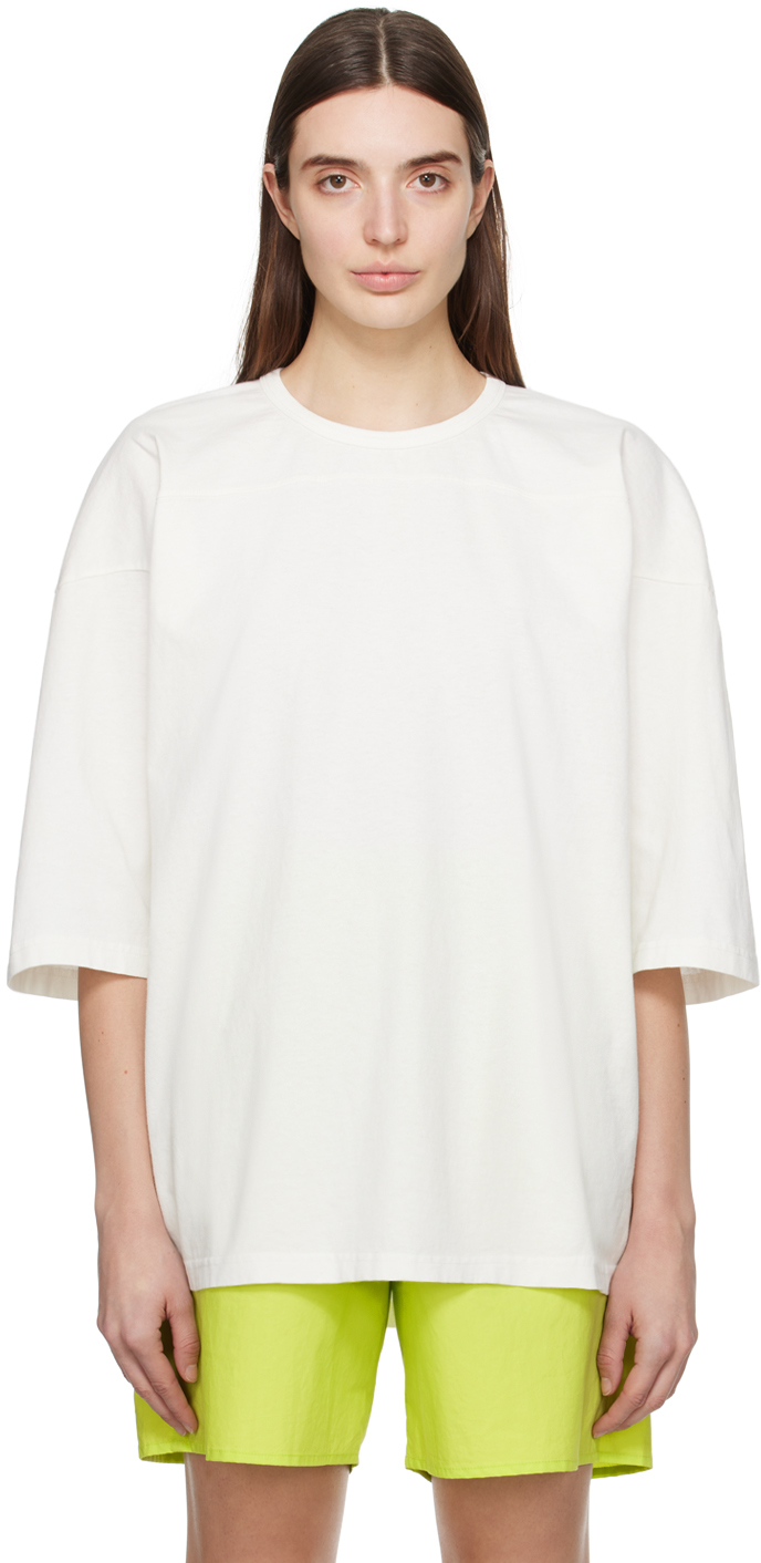 MM6 Maison Margiela: Off-White Yoke Sleeve T-Shirt | SSENSE