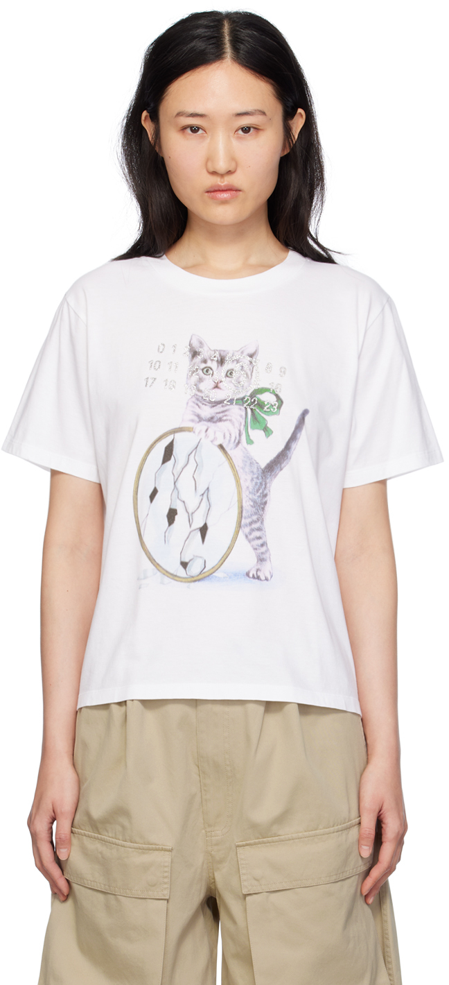 White Cat & Glitter T-Shirt